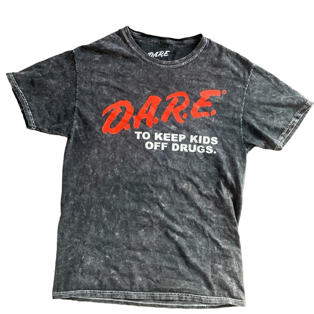 D.A.R.E. Logo Acid wash black graphic tee size M